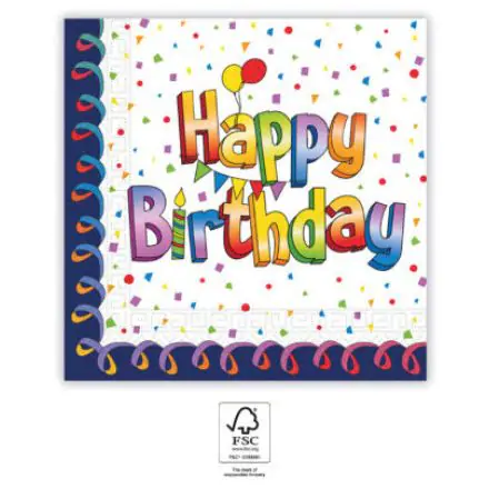 Večbarvne Happy Birthday prtički 20-delni 33x33 cm FSC fotografija izdelka