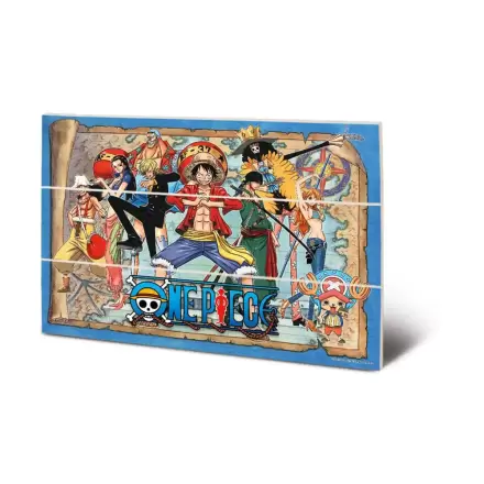 One Piece lesena stenska umetnina Straw Hat Pirates Map 20 x 30 cm fotografija izdelka