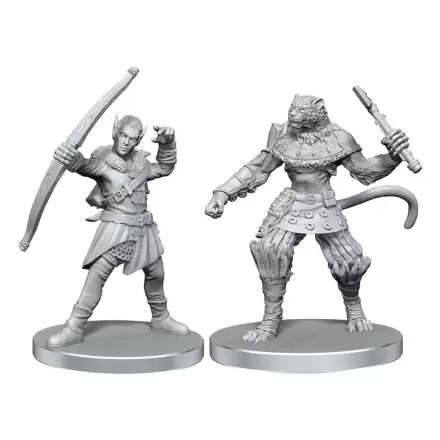 Pathfinder Deep Cuts Unpainted Miniature Elf Hunter & Catfolk Bandit fotografija izdelka