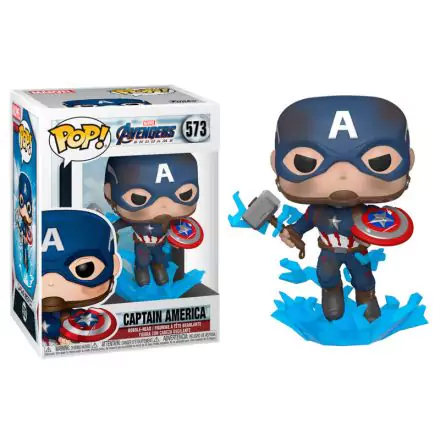 Avengers: Endgame POP! Movies Vinil Figura Captain America z zlomljenim ščitom & Mjölnir 9 cm termékfotója