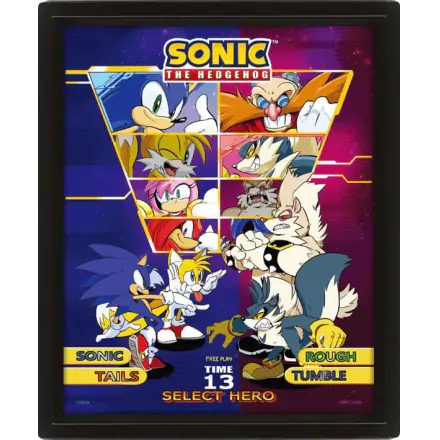 Sonic The Hedgehog 3D Lenticular Uokvirjen Plakat Select Your Fighter 26 x 20 cm termékfotója