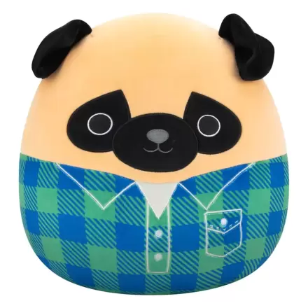 Squishmallows Plišasta figura Rjav pug v zeleni in modri karirasti srajci Prince 30 cm fotografija izdelka
