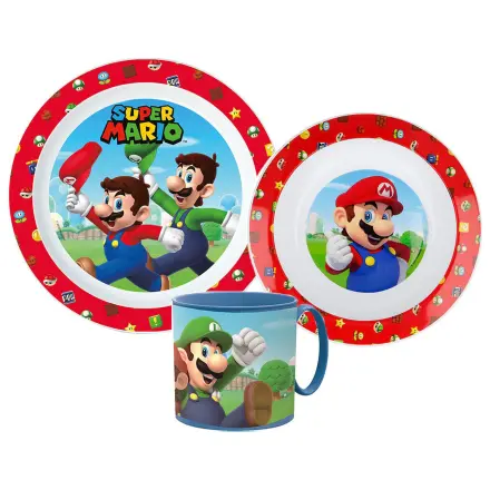 Super Mario Mushroom Kingdom Set posode za večerjo, mikro plastični set s skodelico 265 ml fotografija izdelka