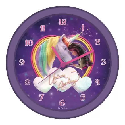 Unicorn Academy stenska ura sveti v temi fotografija izdelka