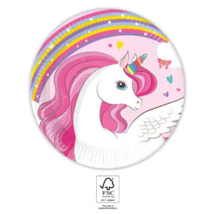Unicorn Rainbow Colors, Unicorn Papirnati krožniki 8 kos 20 cm FSC fotografija izdelka