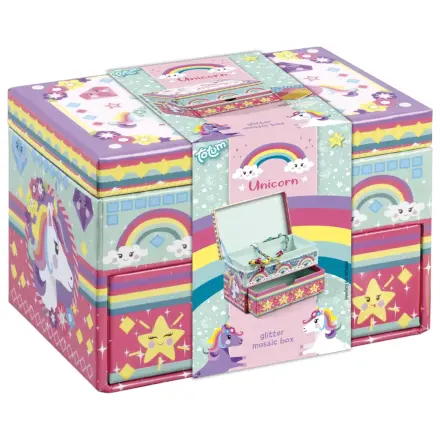 Unicorn Pobarvan Mozaik Škatla za nakit fotografija izdelka