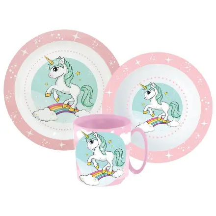 Unicorn Range jedilni set, Micro Plastic set s skodelico fotografija izdelka