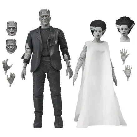 Universal Monsters Dvojno pakiranje akcijskih figur Bride of Frankenstein 90th Anniversary The Monster & His Mate (B&W) 18 cm fotografija izdelka